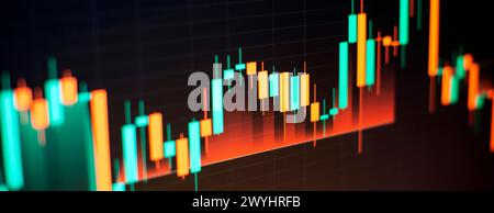 Technical analysis on the monitor of a computer. Fundamental and technical analysis concept. Stock Photo