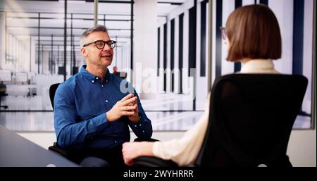 Business People Talk Or Conversation At Interview Stock Photo