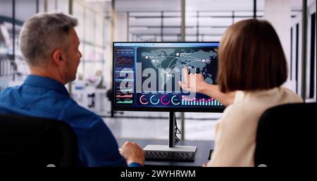 Data Analyst Using Data Analytics KPI Dashboard Stock Photo