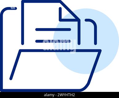 File management symbol. Open folder with a file inside. Efficient organization and storage of digital content. Pixel perfect, editable stroke vector i Stock Vector