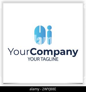 Letter hi logo design template vector Stock Vector