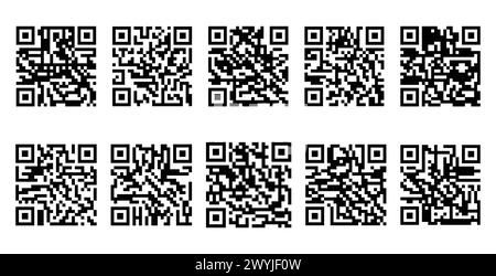 Black qr code vector square icon on white background. Stock Vector