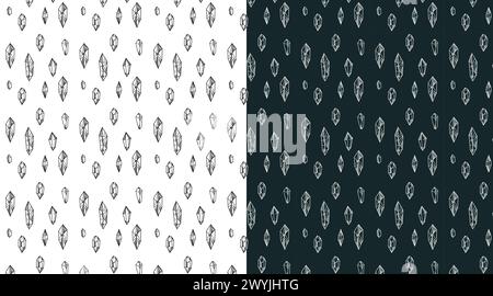 Crystals illustration pattern in doodle style. A set of crystals. collection of simple graphic drawings of crystals, stones, diamonds. clipart isolate Stock Vector