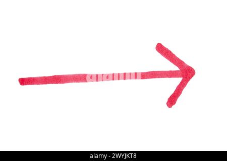 Arrow drawn with red marker on white background Stock Photo
