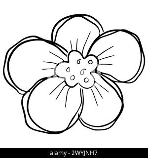 Logo Hand Drawn Outline Squiggle Design Of a Wildflower Flower Icon Stock Photo