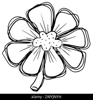 Logo Hand Drawn Outline Squiggle Design Of a Wildflower Flower Icon Stock Photo