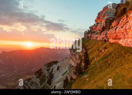 France, Savoie (73), Chartreuse Regional Nature Park, hiking around the Rochers de Fouda Blanc (1861 m) Stock Photo