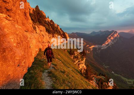 France, Savoie (73), Chartreuse Regional Nature Park, hiking around the Rochers de Fouda Blanc (1861 m) Stock Photo