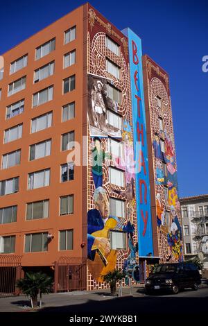 San Francisco, California - Mural by Dan Fontes, 21st Street Assisted Living Facility, Mission District Stock Photo