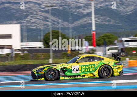 Le Castellet, France. 06th Apr, 2024. Le CASTELLET, Circuit Paul Ricard, France, 4 Hour Endurance race part of the GT World Challenge Endurance Cup held on the 06. APRIL 2024; # 48, Lucas Auer, Mary Engel, Daniel Morad, Team Winward Racing Mercedes-AMG GT3 car. The Team Winward Racing races in the in the Fanatec GT World Challenge Endurance Cup, fee liable image, Photo copyright © Geert FRANQUET/ATP images (FRANQUET Geert /ATP/SPP) Credit: SPP Sport Press Photo. /Alamy Live News Stock Photo