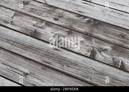 Wooden decking of a wide pedestrian bridge Stock Photo