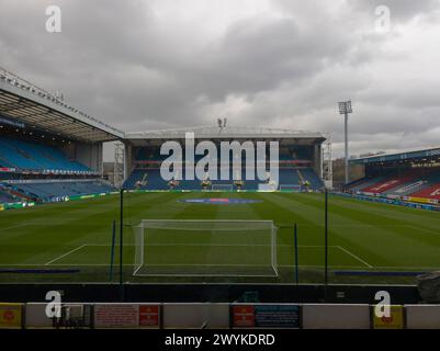 The pitch at Ewood Park, home to Blackburn Rovers Football Club in Lancashire, UK Stock Photo