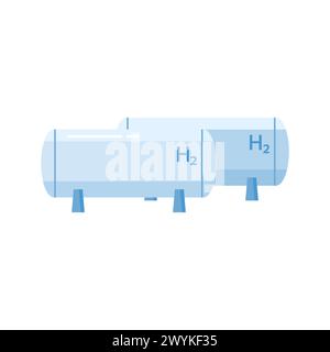 Hydrogen fuel storage. Hydrogen production process, eco natural resources cartoon vector illustration Stock Vector