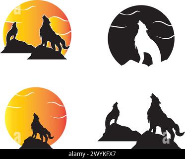 Wolf Logo vector icon illustration design Stock Vector