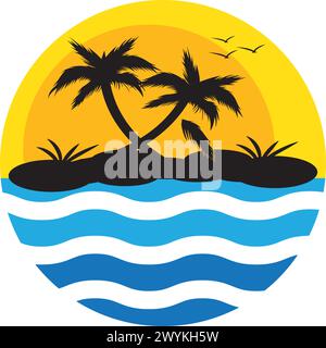 coconut tree Icon Logo Template vector illustration design Stock Vector