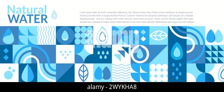 Natural water,geometric horizontal banner. Stock Vector