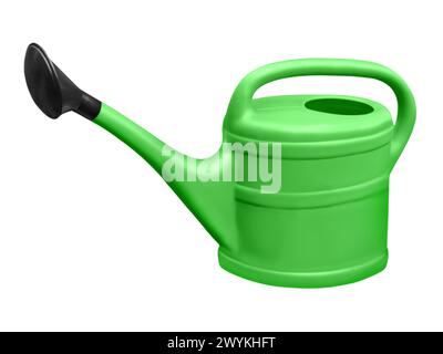 Green watering can isolated on white background Stock Photo