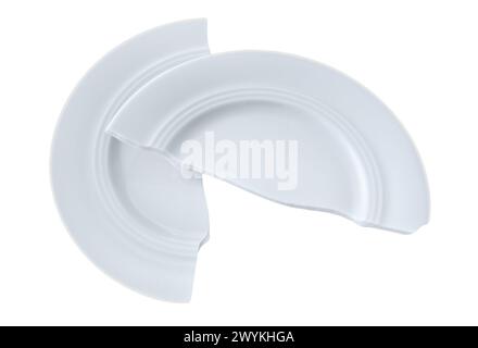 Broken pieces of porcelain isolated on white background Stock Photo