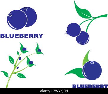 Blueberry logo vector template icon illustration design Stock Vector
