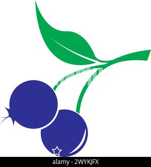 Blueberry logo vector template icon illustration design Stock Vector
