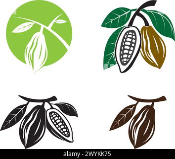 Cacao, cocoa logo vector icon illustration design Stock Vector