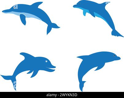 simple dolphin logo vector icon illustration design Stock Vector