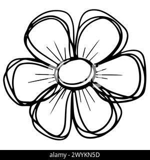 Logo Hand Drawn Outline Squiggle Design Of a Wildflower Flower Icon Stock Photo