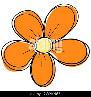 Logo Hand Drawn Outline Squiggle Design Of a Wildflower Flower Icon Stock Photo