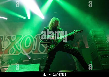 April 06, 2024: Saxon guitarists Brian Tatler plays a concert in Milan, Italy Stock Photo