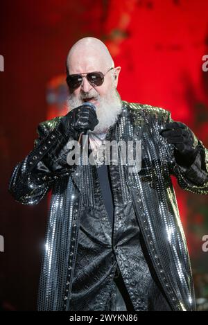 April 06, 2024: Judas Priest guitarist Richie Faulkner plays a concert ...