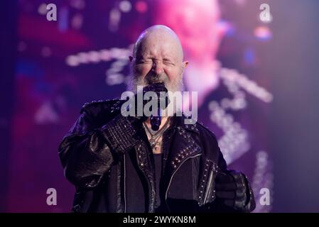 April 06, 2024: Judas Priest singer Rob Halford plays a concert in Milan, Italy Stock Photo