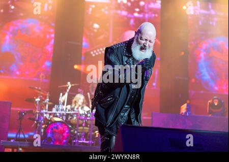 April 06, 2024: Judas Priest singer Rob Halford plays a concert in Milan, Italy Stock Photo