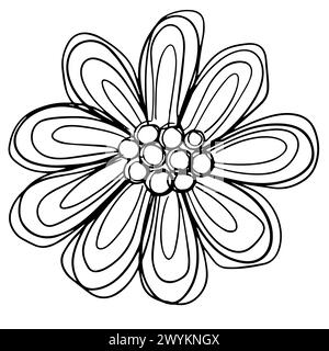 Logo Hand Drawn Outline Squiggle Design Of a Wildflower Flower Icon Stock Photo