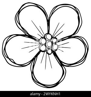 Logo Hand Drawn Outline Squiggle Design Of a Wildflower Flower Icon Stock Photo