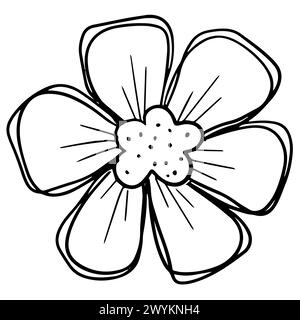 Logo Hand Drawn Outline Squiggle Design Of a Wildflower Flower Icon Stock Photo