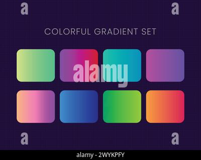 Abstract Set, collection, background with gradient color. Abstract gradient background. Blue, violet, purple color texture pattern. Blur fluid seamles Stock Vector