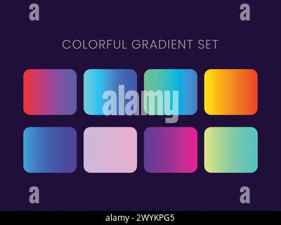 Abstract Set, collection, background with gradient color. Abstract gradient background. Blue, violet, purple color texture pattern. Blur fluid seamles Stock Vector
