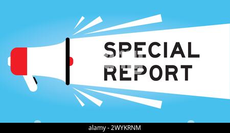 Color megaphone icon with word special report in white banner on blue background Stock Vector