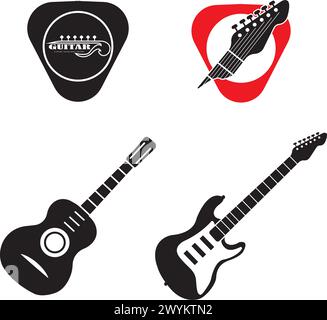 Guitar logo template vector icon illustration design Stock Vector