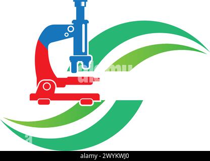 Microscope icon vector, logo design illustration and Medical. Stock Vector