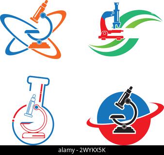 Microscope icon vector, logo design illustration and Medical. Stock Vector