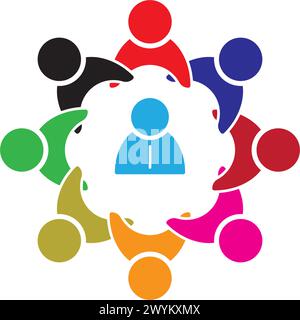 Group of people protected icon logo, vector design illustration Stock Vector
