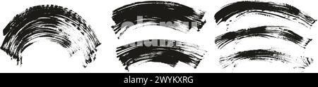 Hand Drawn Flat Fan Brush Thin Curved Background High Detail Abstract Vector Background MEGA Set Stock Vector
