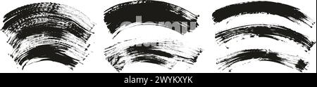 Hand Drawn Flat Fan Brush Thin Curved Background High Detail Abstract Vector Background MEGA Set Stock Vector