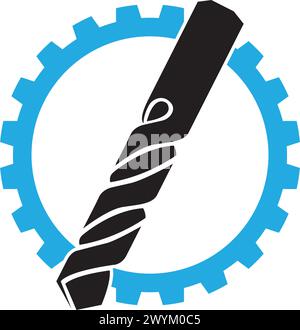 Drill tool icon vector illustration,construction icon and background. Stock Vector