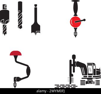 Drill tool icon vector illustration,construction icon and background. Stock Vector