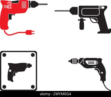 Drill tool icon vector illustration,construction icon and background. Stock Vector
