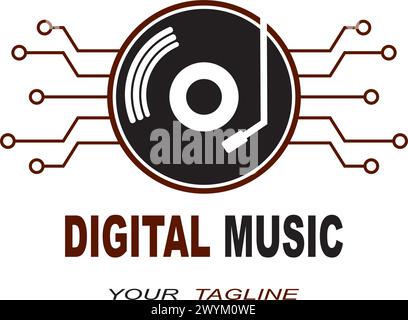 Vinyl disk record music logo vector icon illustration design Stock Vector