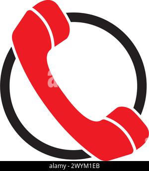 Abstract flat design simple vector ringing phone icon. Telephone symbol isolated on a white background illustration Stock Vector