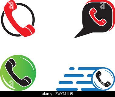 Abstract flat design simple vector ringing phone icon. Telephone symbol isolated on a white background illustration Stock Vector